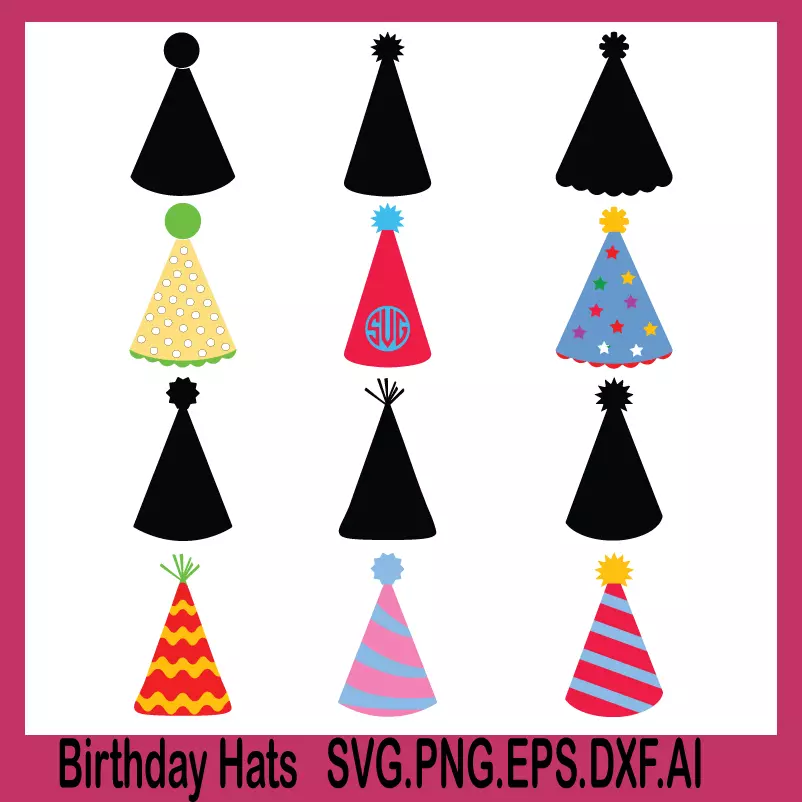 Birthday Hats SVG, happy birthday svg, birthday svg