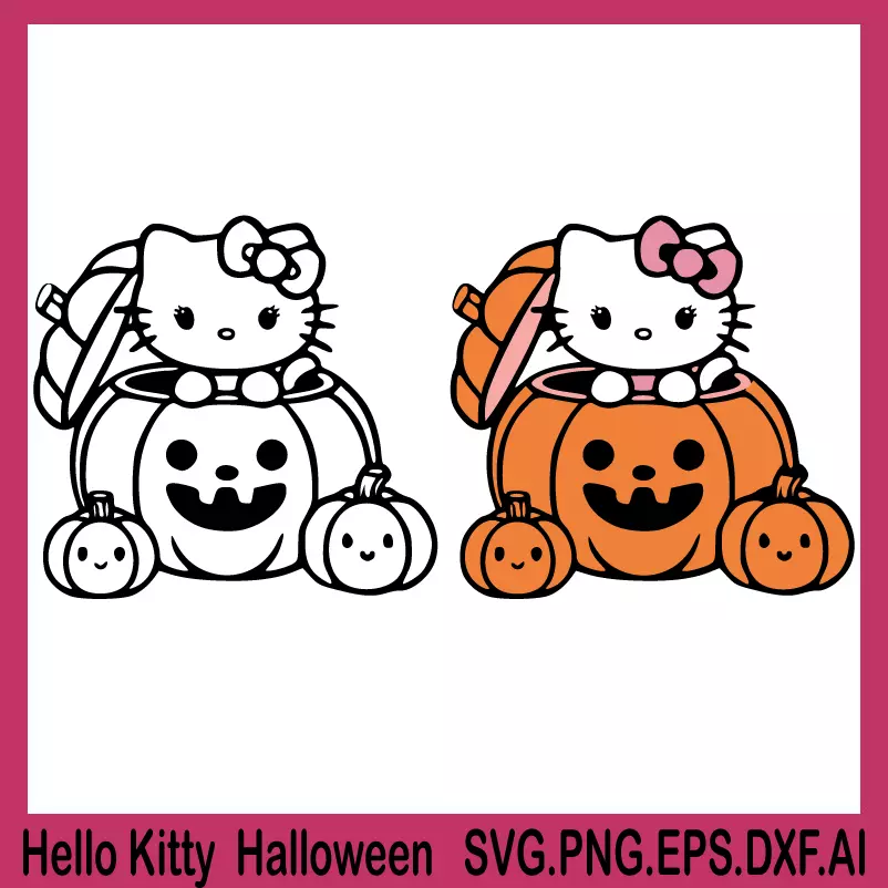 Hello Kitty Halloween SVG, PUMPKINS SVG, SCARY HALLOWEEN SVG