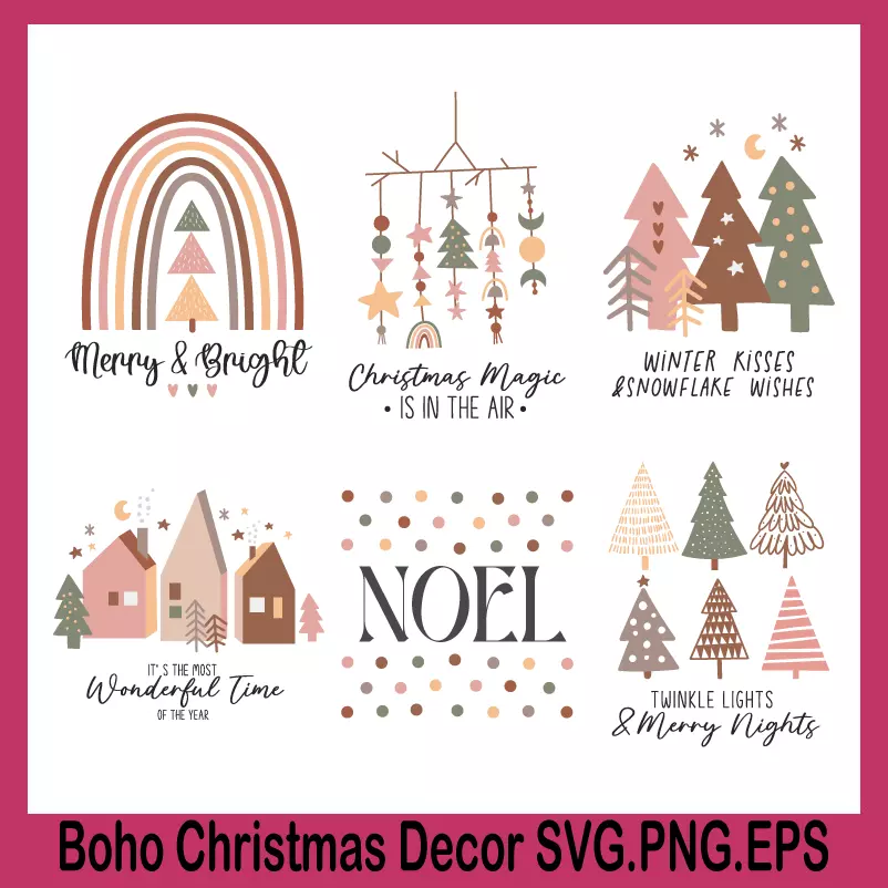 boho christmas decor, christmas disney svg, cute christmas svg