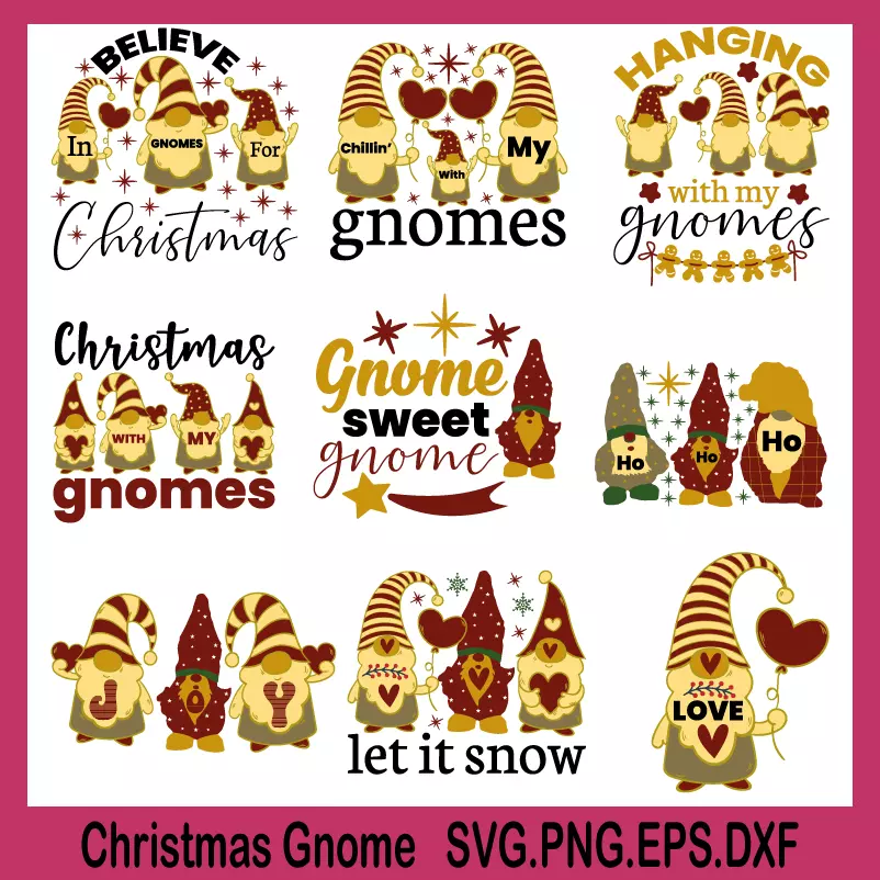 christmas gnomes svg, christmas star svg, silhouette christmas svg