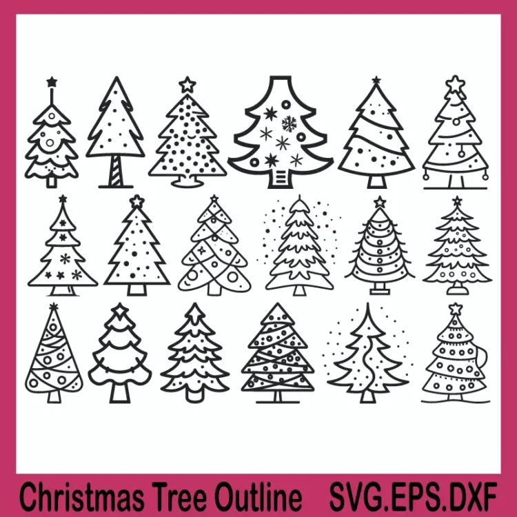 christmas tree outline svg, christmas tree svg, family christmas svg