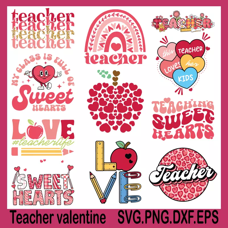 teacher valentine svg, valentines day svg, cute valentines svg