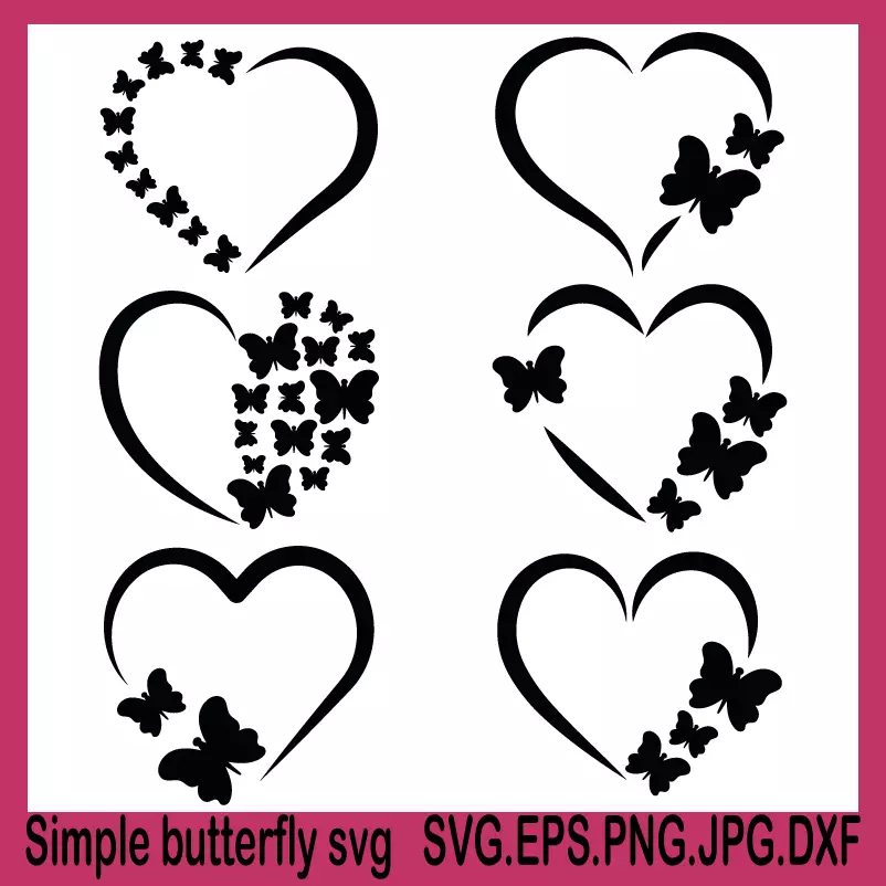 butterfly heart svg, simple butterfly svg, silhouette butterfly svg