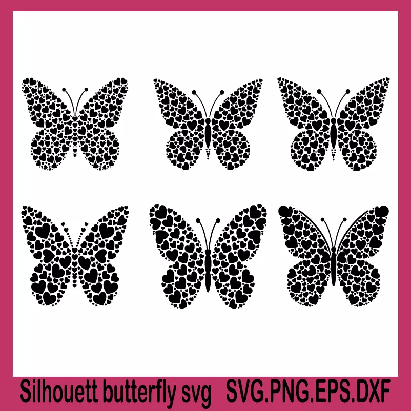 silhouette butterfly svg, butter fly svg, butterfly heart svg