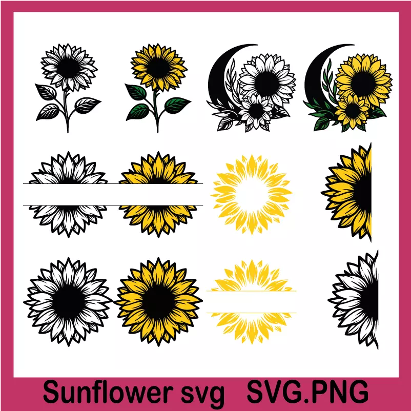 sunflower svg, sunflowers svg, sunflower svg black and white