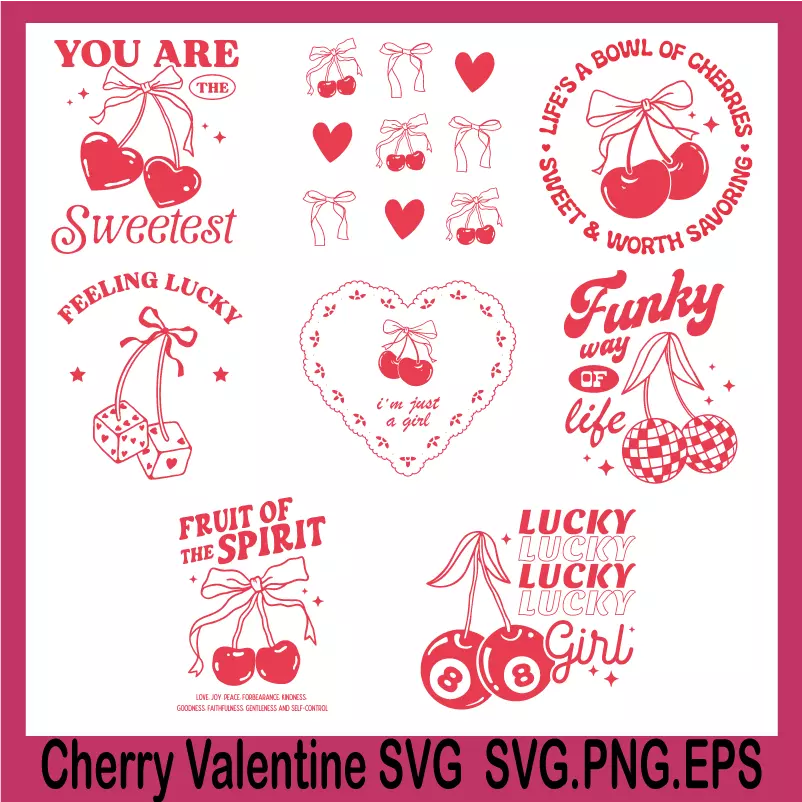 Cherry Valentine SVG, valentines card svg,valentines day svg files