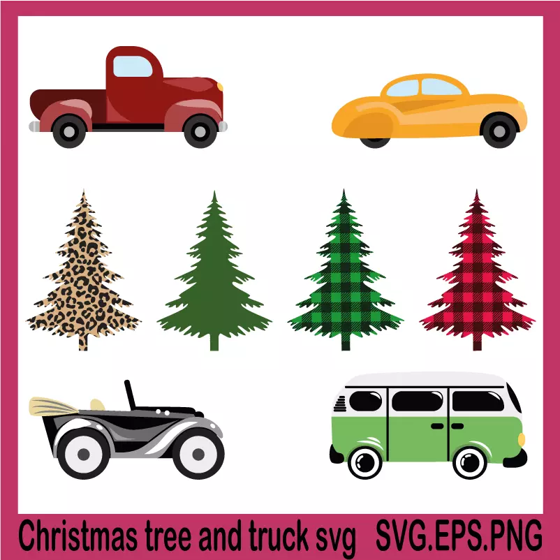 christmas tree and truck svg, christmas trees svg, svg christmas trees