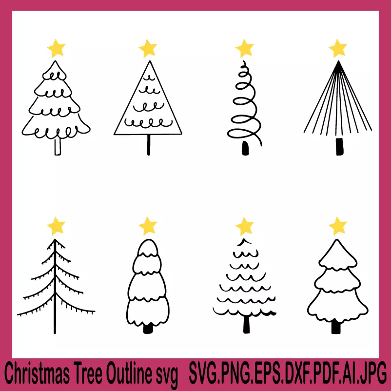 christmas tree outline svg, christmas tree svg, christmas trees svg