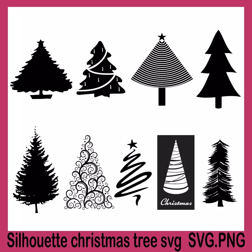 silhouette christmas tree svg, christmas tree farm svg, christmas tree in truck svg