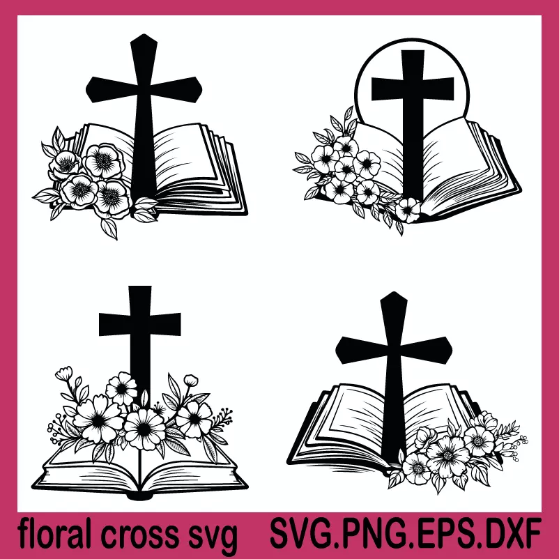 Cross Svg Floral, CROSS SVG IMAGE, CROSS WITH FLOWERS SVG