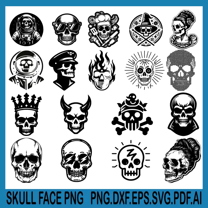 SKULL FACE PNG, SKULLS PNG, SKULLS SVG