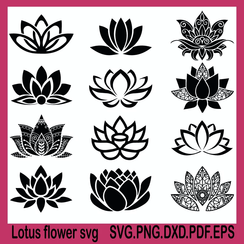 lotus flower svg, flower bouquet svg, flower outline svg