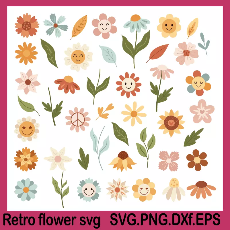 retro flower svg, lotus flower svg, flower border svg